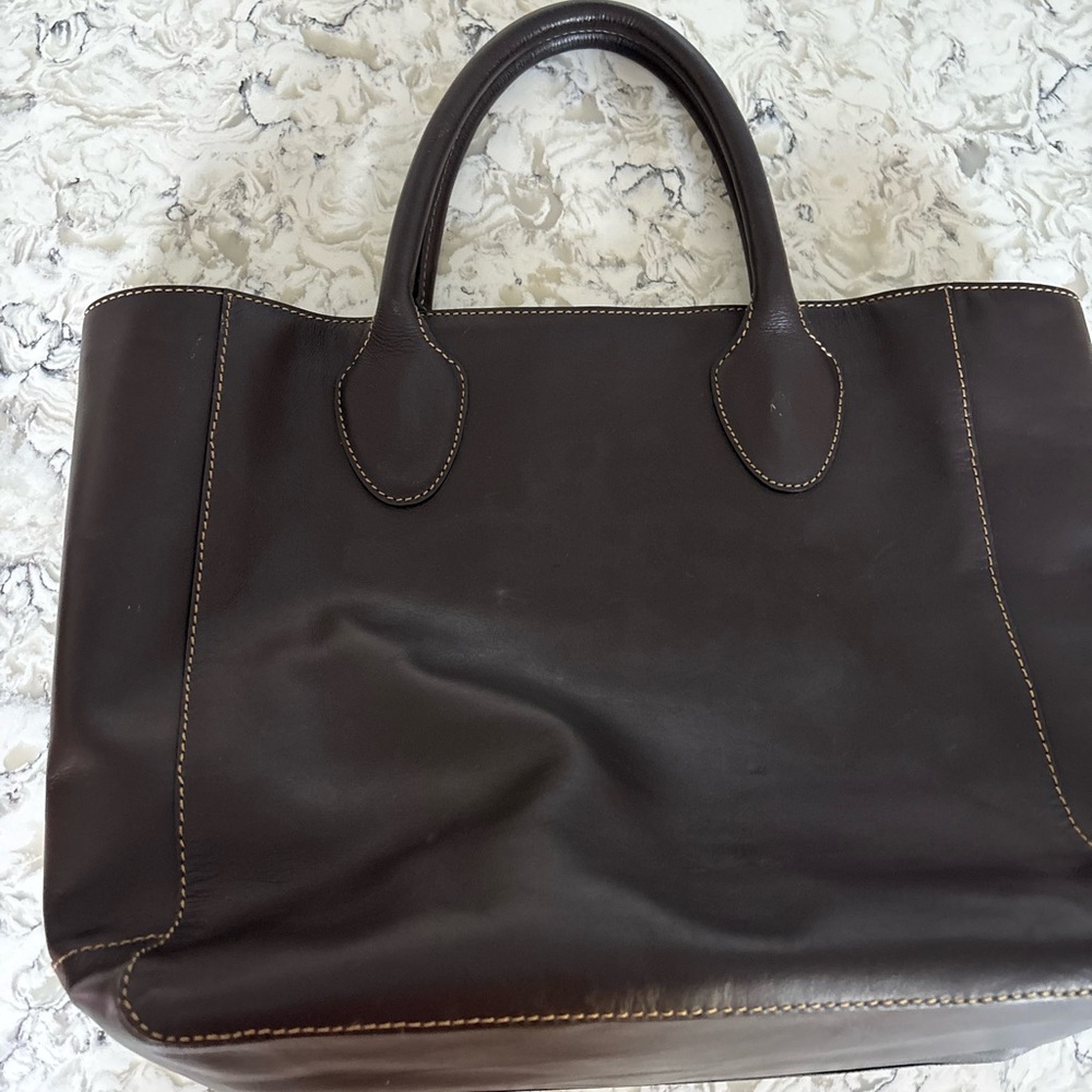 Dark Brown Leather Tote Bag